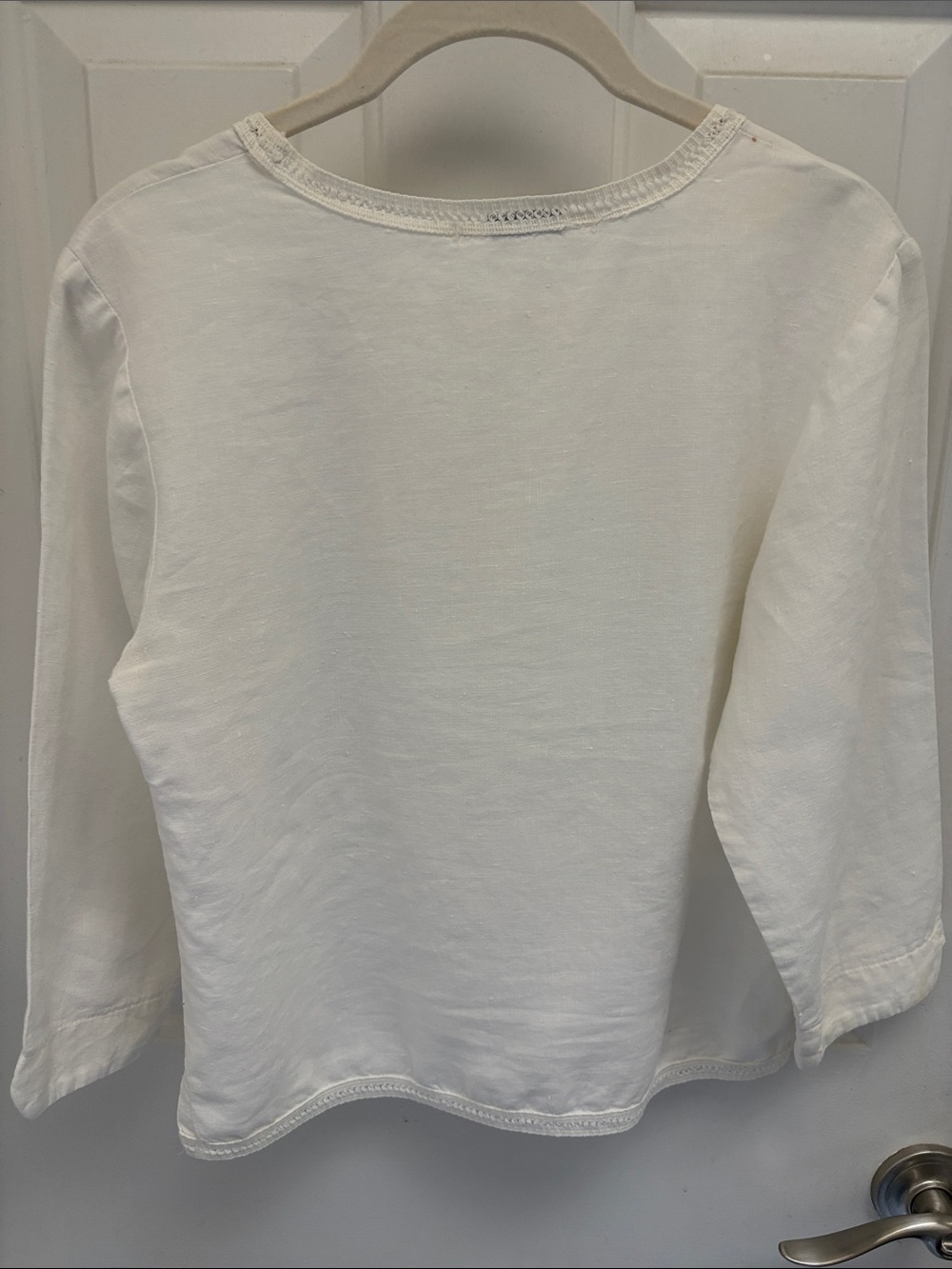 White Square Neck Linen Top - Picture 6 of 7